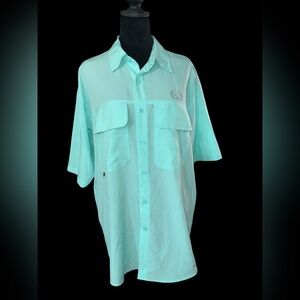 Realtree Men’s Short Sleeve Button Front Shirt - Aqua